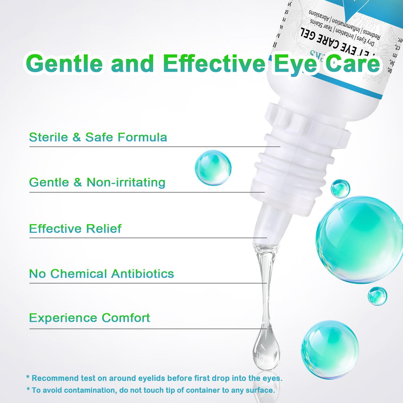 Pet Eye Care Gel Drop for Dogs, Cats, 1% Hyaluronan Eye Drops for Dry Eyes Infection Redness Irritation Tear Stain, Gentle Ocular Repair with Artificial Tears, Taurine, Herbal Extracts, 0.34 oz