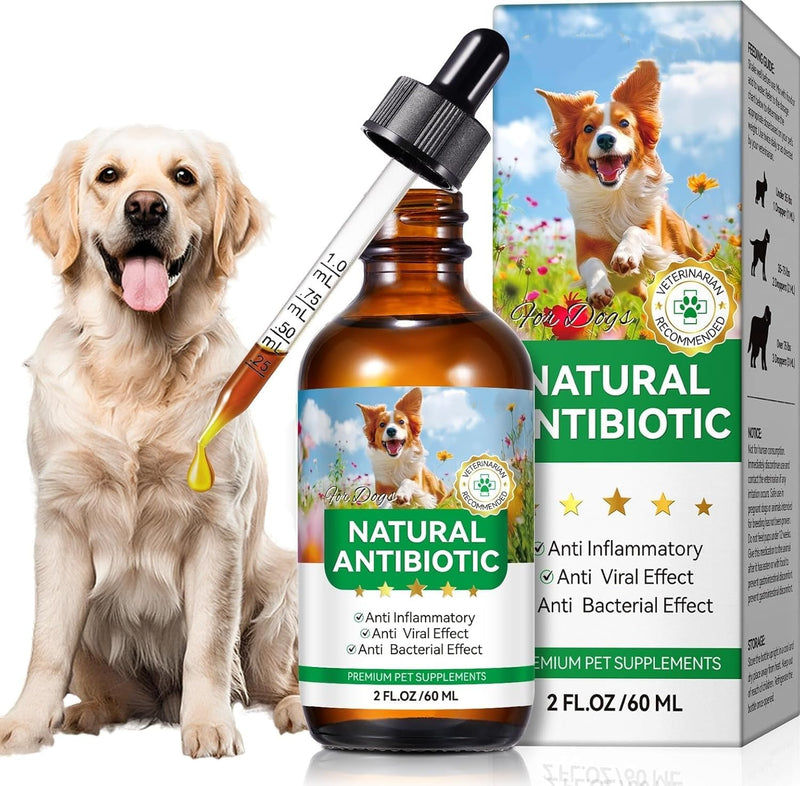 Antibiotics for Dogs, Natural Antibiotics for Dogs, Dog Antibiotics for Infection Supports Immune & Dogs Allergy Relief, Dog Multivitamin UTI Drops Natural Supplement for All Ages & Breeds 1PCS