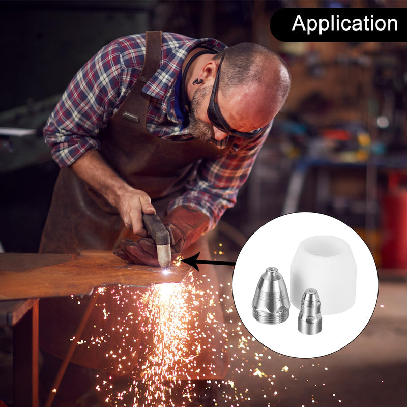 HARFINGTON 45pcs P80 Plasma Cutter Nozzle Electrodes and Shroud Cup Consumables Kit, 1.5mm Nozzle Tip