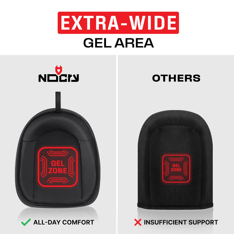 NoCry Flooring Knee Pads for Work with Extra-Wide Gel & Thick Foam Cushion — Work Knee Pads for Men with Reinforced Straps & Military Grade Rivets — Gel Knee Pads with Floor-Safe, Anti-Slip Leather Black Improved (with gel)