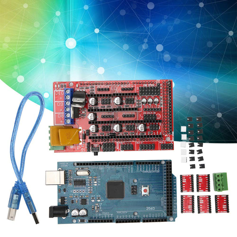 3D Printer Controller DIY Kit, RAMPS 1.4 + 2560 R3 Board + 5pcs A4988 Stepper Motor Driver & Heatsink for Arduino RepRap