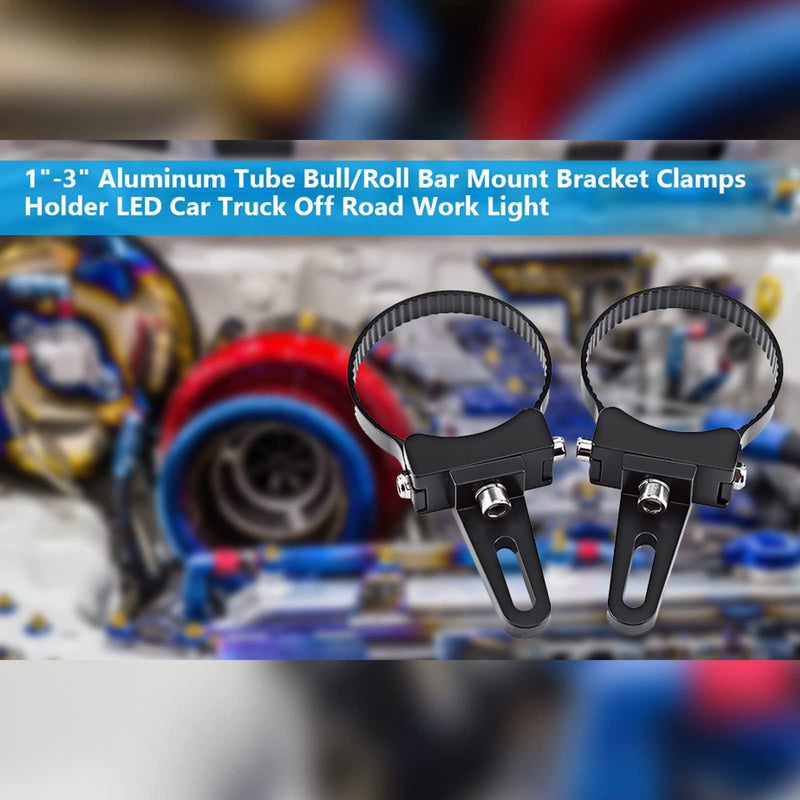 Aluminum Mounting Bracket Clamps, 1-3 Inch Roll Bar Holder with 360 Degree Rotation for LED Light Bars, Off-Road Vehicle Accessories