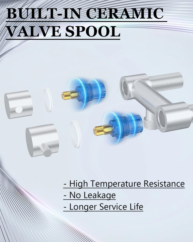 RV Shower Faucet with Shower Head and Hose, TONNY Metal Camper Shower Faucet Valve Diverter, 4'' RV Shower Faucets Replacement with Handheld Showerhead for RV Camper Motorhome Trailer, Brushed Nickel