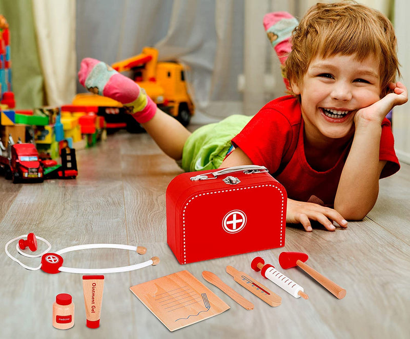 Small Foot Wooden Toys Doctor's Kit Play Set incl. Syringe, Stethoscope, Thermometer and Much More Designed for Children Ages 3+ Years