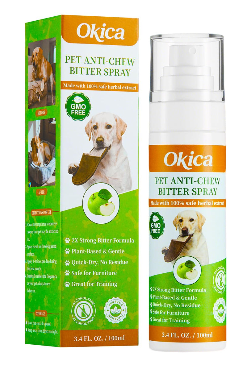 Bitter Apple Spray for Dogs - No Chew Spray for Dogs to Stop Barking Marking and Nibbling - Natural Ingredients Dog Repellent Spray for Furniture and Your Belongings Green