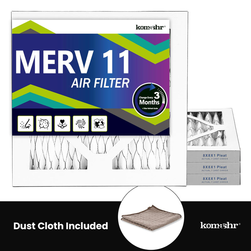 8x8x1 Air Filter MERV 11 (4-Pack), HVAC/Furnace Ac FilterReplacement, Dust Defense-comparable with MPR 1000 & FPR7 (Actual 7.75x7.75x0.75) 4-PACK 8X8X1