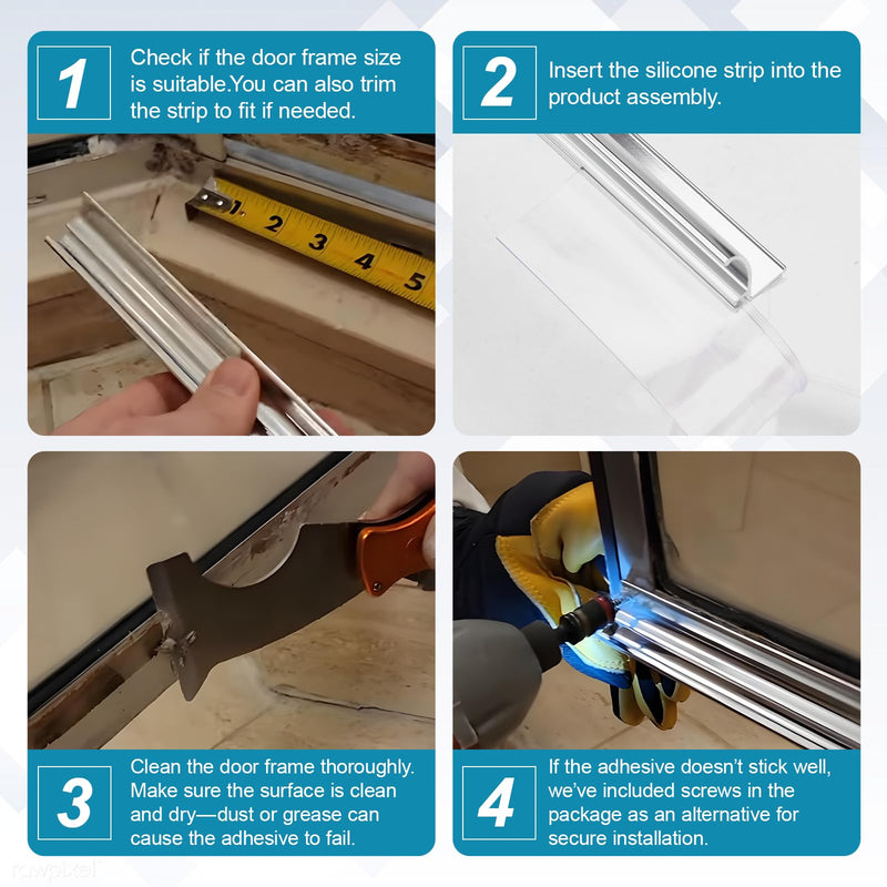 25" Shower Door Drip Rail with Sweep for Chrome Framed Shower Door Bottom Deflector Replacement, with 32 in Vinyl Sweep & Shower Door Bottom Drip Plugs