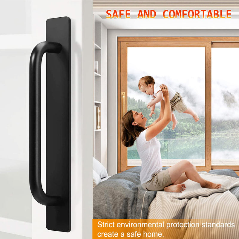 Self-Stick Instant Cabinet Drawer Handles Pulls - 2pcs Aluminum Alloy Push Pull Handles Helper with Adhesive Door Handle for Kitchen, Window Sliding Closet (5.83", Black) Small (5.83")