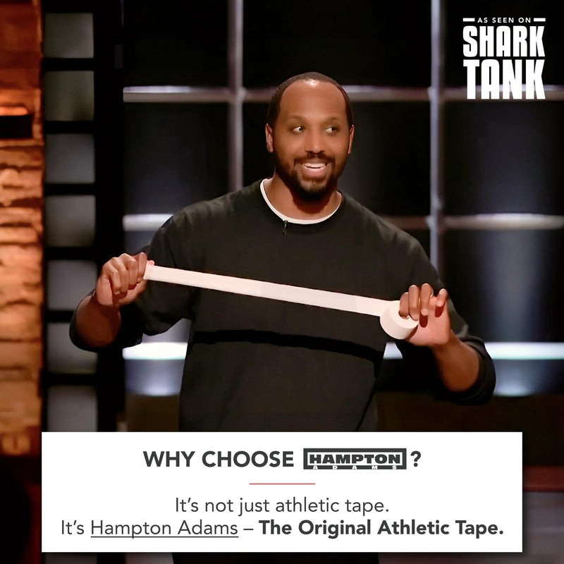 Hampton Adams | As Seen on Shark Tank | Orignial Athletic Sports Tape (3-Pack) | 45ft Rolls | Very Strong Easy Tear NO Sticky Residue | Best Tape for Athlete & Trainers | Fingers Ankles Wrist White