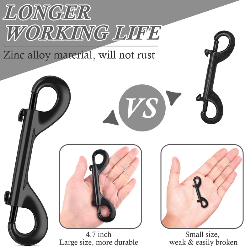 ERKOON Extra Large 4-7/10inch Double Ended Bolt Snaps Hooks 220lbs Load Capacity Zinc Alloy Double Sided Clips Heavy Duty Trigger Snap for Dogs Leashes/Water Bucket/Horse Feed/Hammocks (2 Pack) 2 Pack