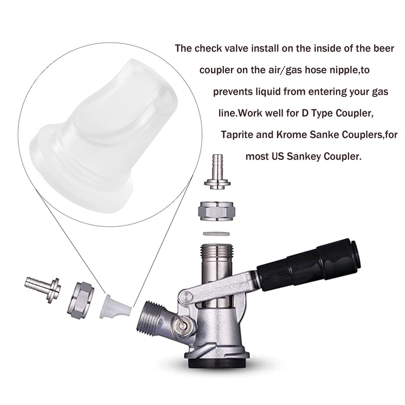 5PCS Beer Keg Coupler Check Valve & 5PCS Beer Washer Gaskets,Gas Check Valves Beer Keg Coupler Accessories Kit for Sankey Couplers D Type Coupler Replacement 5PCS Check Valves & 5PCS Washers