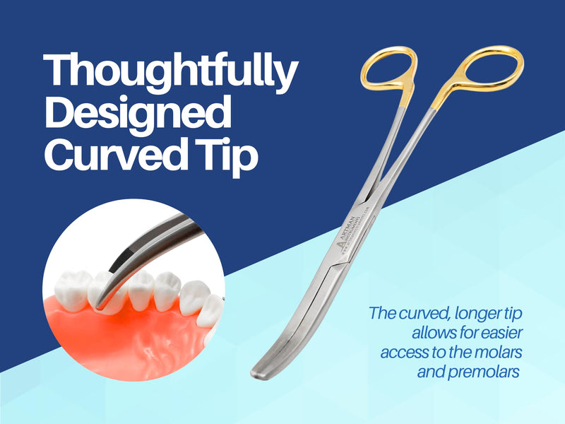 ARTMAN INSTRUMENTS Wynman Dental Crown Gripper Forceps with Tungsten Carbide Inserts Temporary Crown Remover Large Curved Forceps