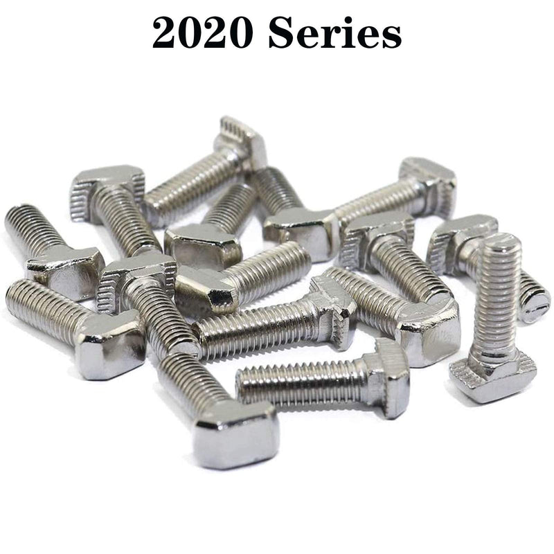 20 Pcs M5 x 20mm Thread T Slot Drop-in Bolt T-Bolt Hammer Head Bolt T Screw Stud for 2020 Series Standard 6mm T-Slot Aluminum Extrusion Profile (2020 Series) M5x20mm
