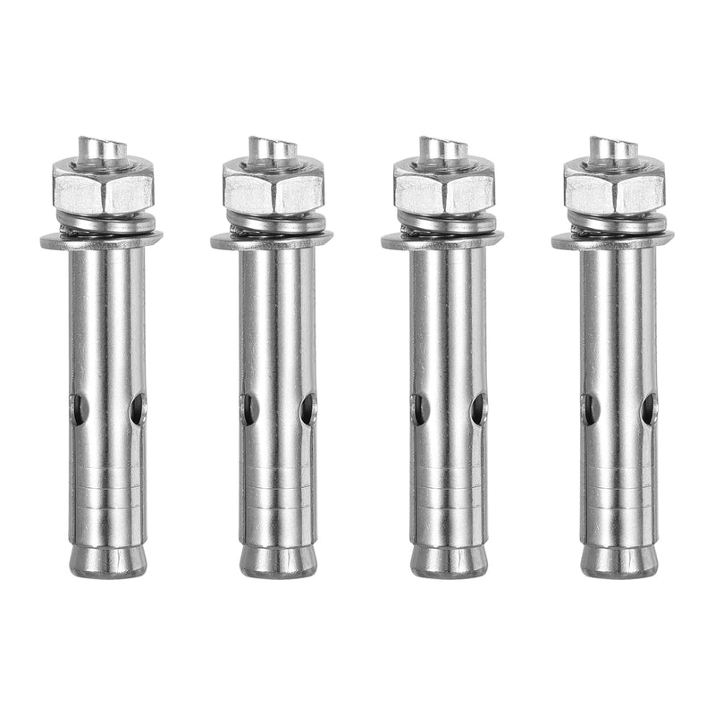 M10 x 70 Expansion Bolts - 4Pack- Good for Concrete Dry Brick Block Walls - 304 Stainless Steel - Silver M10 x 70 4
