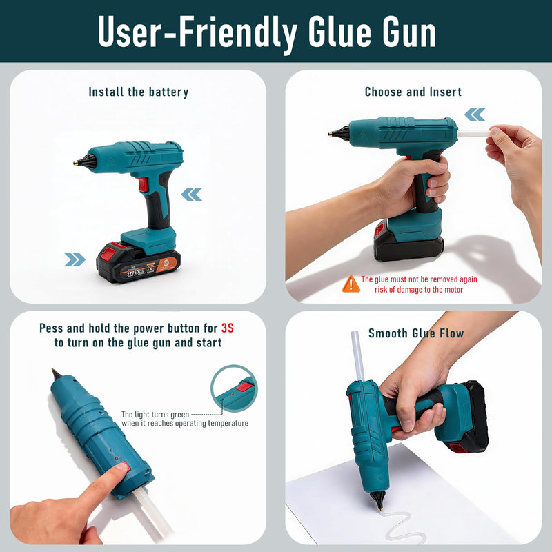 Cordless Hot Glue Gun for Makita 18V Battery, Auto Dispensing, 90s Fast Preheating, Anti-Scald Design, Includes 10 Glue Sticks, Ideal for DIY Crafts, Home Repairs & Art Projects (Battery Not Included) Blue