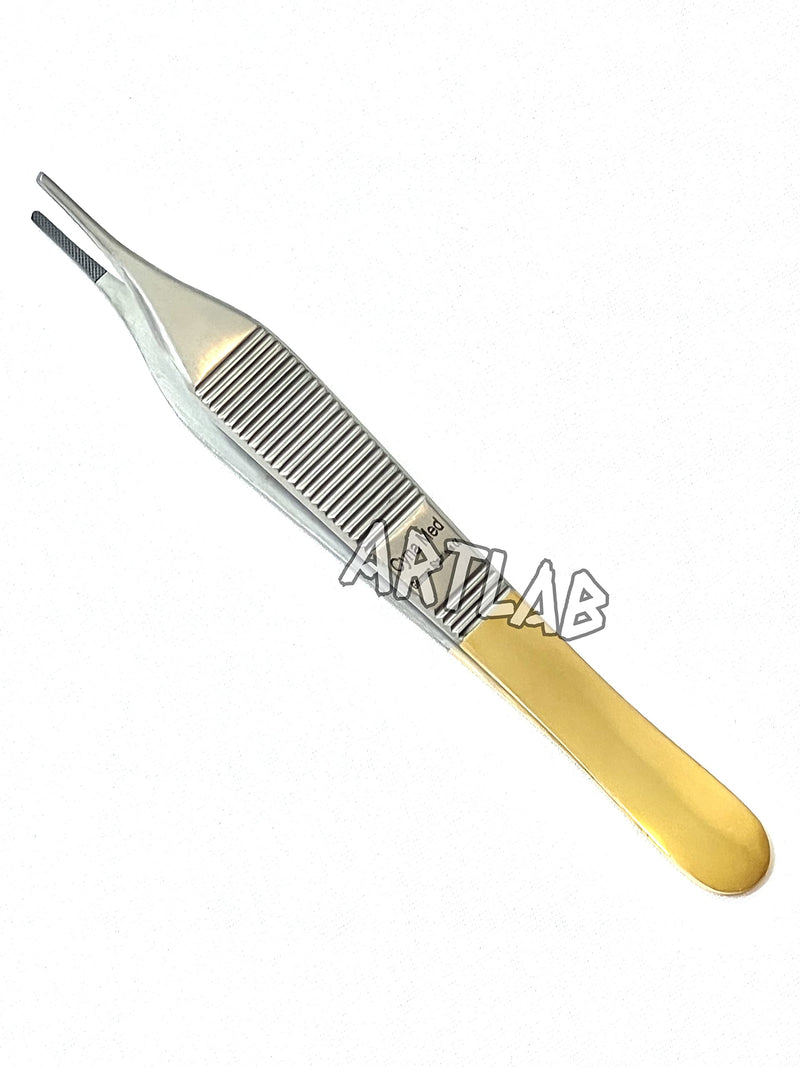 Premium German Stainless Tungsten Carbide TIP ADSON Forceps Tissue 1X2 Teeth ADSON Brown Forceps ADSON Dressing Forceps 4.75" Veterinary Instruments (ADSON DRESSING FORCEP) ADSON DRESSING FORCEP