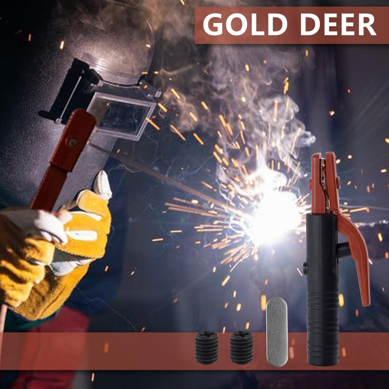 Welding Electrode Holder 500AMP Heavy Duty Jaw Holding Plier Electrode Clamp of Welding Machine ARC Welder American Design pure copper Brass Materials for MMA Stick Electrode Welding TPR-Orange 8.5"