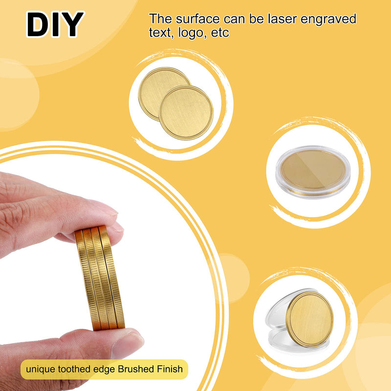 Blank Brass Challenge Coin Laser Engraving Custom Coins Blanks 40 mm with Acrylic Protection Box for DIY Crafts Birthday Travel Commemorative Collection (10pcs Brass) 10 Brass