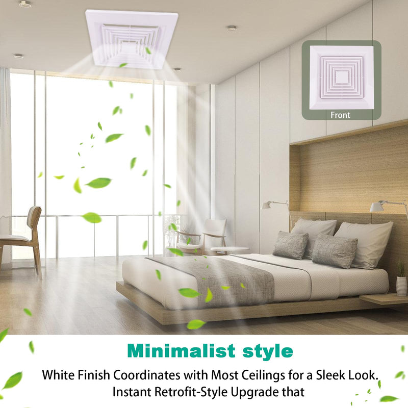 1-Piece(12"x12"Inches) Bathroom Exhaust Fan Cover with Spring, Square Ceiling or Wall Mounted Exhaust Fan, Ceiling Fan, Grille, Air Diffuser, Diverter Ventilation Hood, Replacement Accessories 12 X 12 inches 1