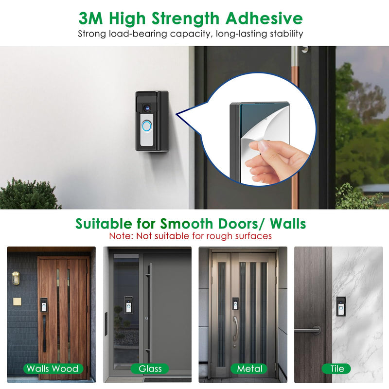 Liwin All-Metal Adhesive Video Doorbell Mount Compatible with Ring/Blink Wireless Video Doorbell, No-Drill Mounting Bracket Wedge Adapter Holder Accessories for Home Rentals, Black Black-Sensor Unblocked - NewNest Australia