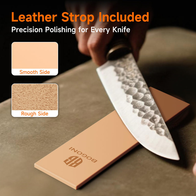 Rolling Knife Sharpener, Diamond & Ceramic Discs, 15° & 20° Magnetic Angles, Fast & Safe for Any Blade Hardness, Sharpening Kit for Kitchen & Pocket Knives, Razor-Sharp Edge, Leather Strop, Ideal Gift