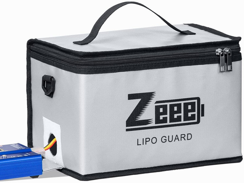 Zeee Lipo Safe Bag Battery Fireproof Large Capacity Storage Guard Battery Safey Pouch for Storage Charging - 10 Cell Adjustable(10.6x6.7x6.7in)