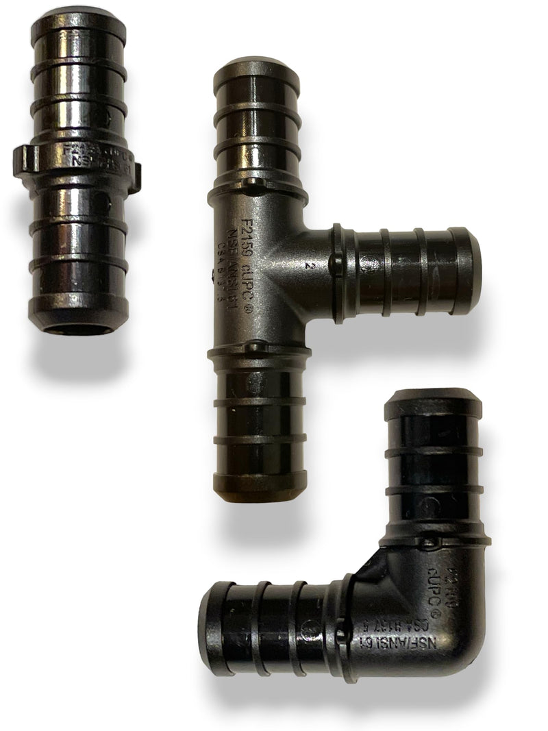 PEX 60 Pack 1/2" Tees, Couplings and Elbows, Poly PPSU Crimp Pex Fittings (F2159) With Elbows (20 PCS), Tees (20 PCS) and Straight Couplings (20 PCS), Fittings Combo for Whole House Plumbing Array