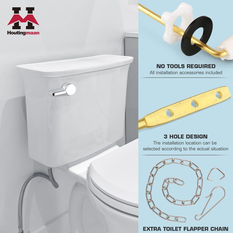 Houtingmaan Toilet Handle Replacement Kit,Toilet Handle Lever for Most Front Mount Toilets, Universal Brass Toliet Flush Handle Lever with Stainless Steel Flapper Chain,Chrome Front Mount-Chrome - NewNest Australia