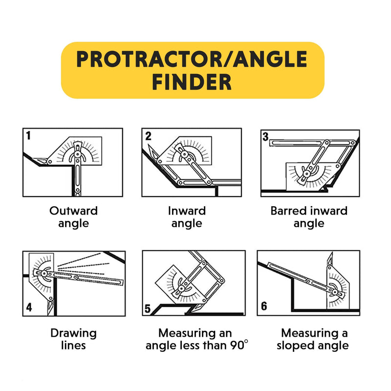 General Tools Protractor and Angle Finder #39, Stainless Steel, Outside, Inside, Sloped Angles, 0° to 180° - NewNest Australia
