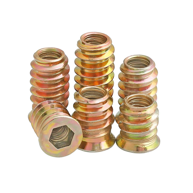 20 Pcs Threaded Insert, Hex Drive Threaded Inserts for Wood, Furniture Nuts, Hex Socket Drive M4x10mm, Wood Inserts M4 x 10