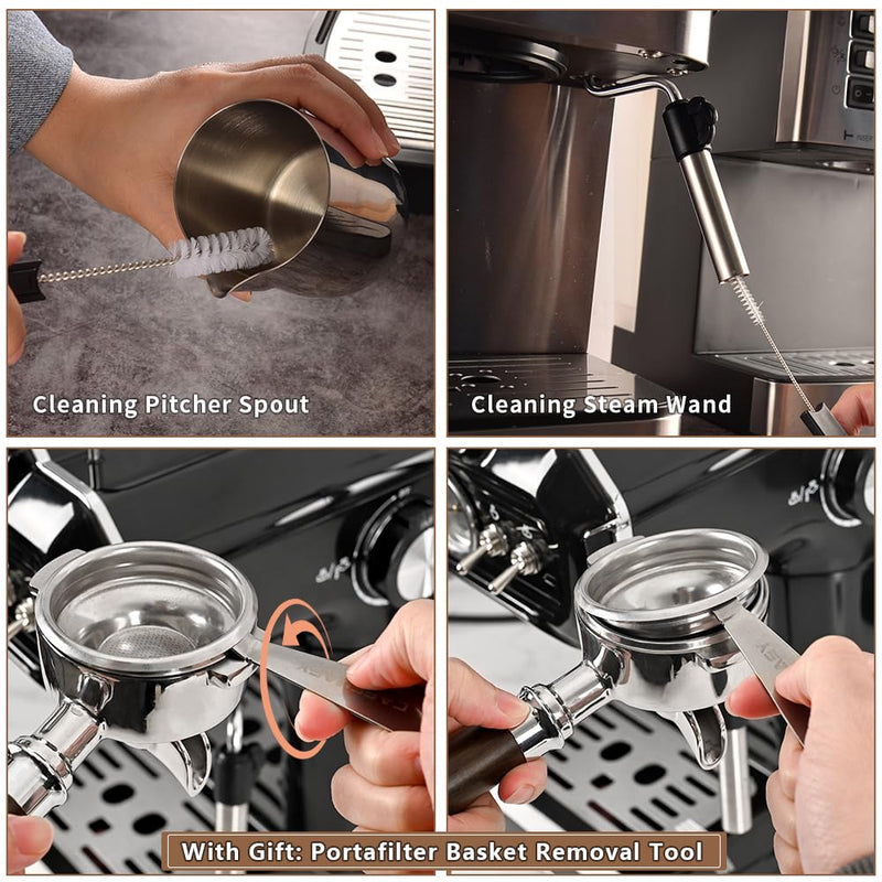 Espresso Brush Machine Cleaning Brush - CAFEMASY 5pcs Coffee Machine Cleaning Brush Pack Barista Tools for Cleaning Espresso Machine Group Head Steam Wand Milk Frother Drip Tray Coffee Mug