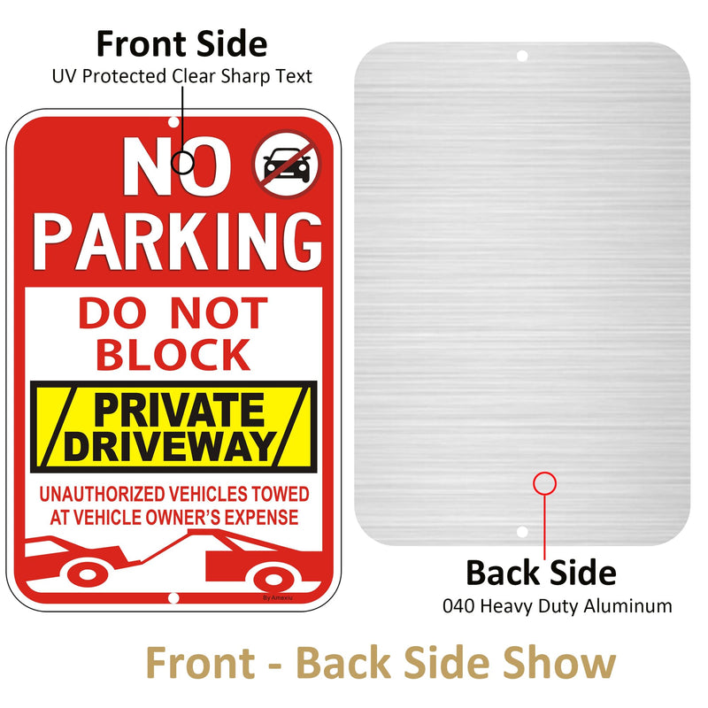 2 Pack Large No Parking Sign Do not Block Private Driveway Signs, "Unauthorized Vehicles Towed At Vehicle Owner’s Expense" Metal Sign,18 x 12 x 0.04 Inches Fade Free&Rustproof Durable Aluminum 18"x12"- 2Pack Red