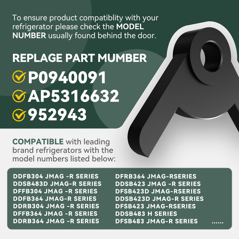Refrigerator Door Stop Bushing PD940091 044372-000 – Compatible with JMAG-R, H Series, and More – Alloy Steel Construction (Black) Black