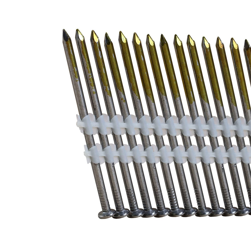 NuMax FRN.131-3B500 21 Degree 3" x .131" Plastic Collated Bright Finish Full Round Head Smooth Shank Framing Nails (500 Count)