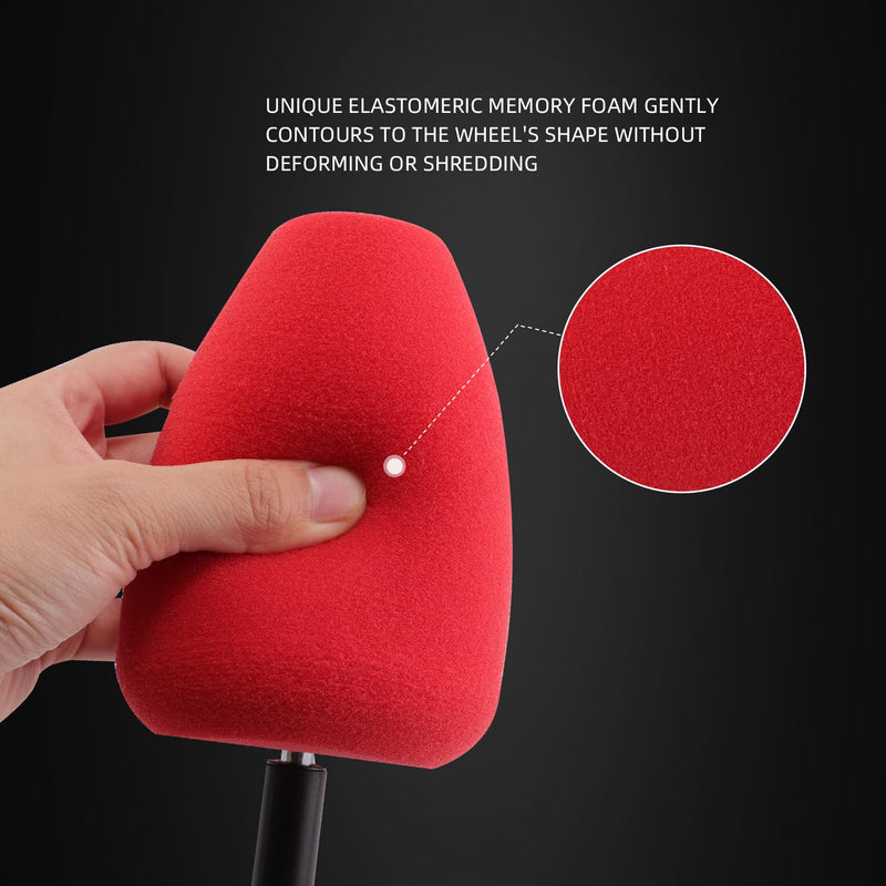 SPTA Metal Polishing Tool, Auto Cylindrical Metal Polish Buffing Polishing Ball, Drill Buffing Sponge Pads Buffing Wheel for Drill Foam, Sponge Buffing for Automotive Car Wheel Hub Care Red Cylindrical Polishing Ball