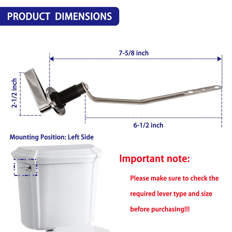 Left Mount Toilet Handle Assembly - Compatible with Kohler Portrait Series Toilets, Replaces Part K85084-CP Toilet Trip Lever, Polished Chrome
