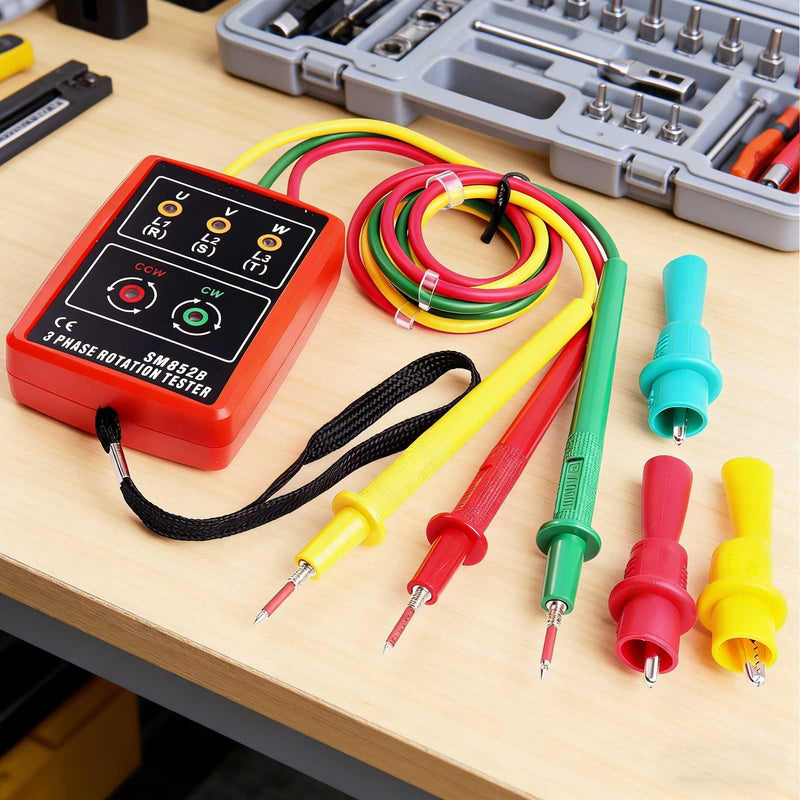 3 Phase AC Sequence Presence Rotation Tester,60V~600V Indicator Detector Meter with LED and Buzzer