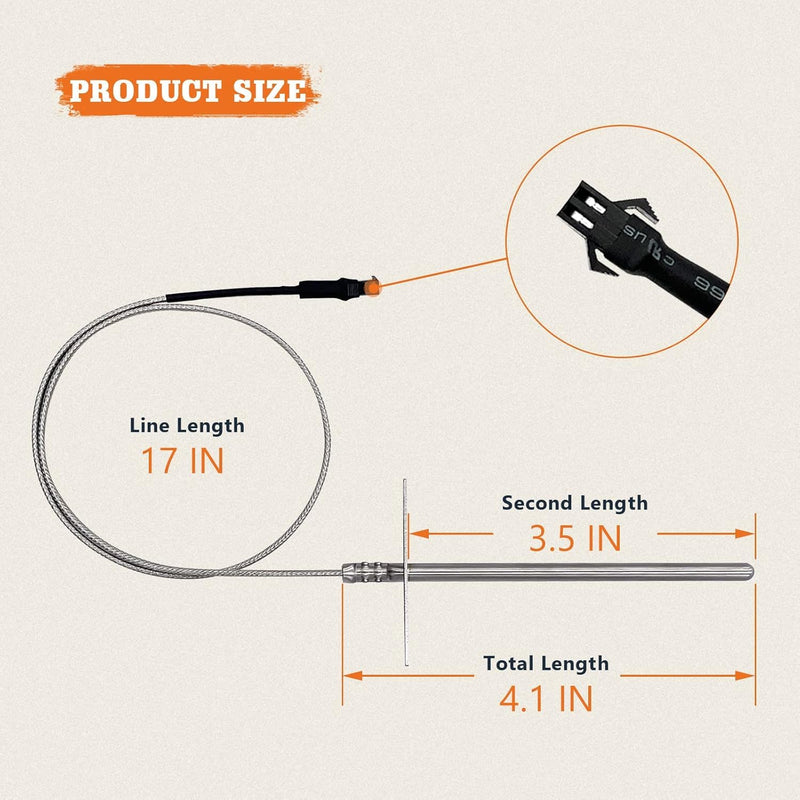 Temp Probe Replacement for Pit Boss Smokers and Grills, Meat Probe Sensor Compatible with PB1000XL-025-R00 V2 (70123-AMP)