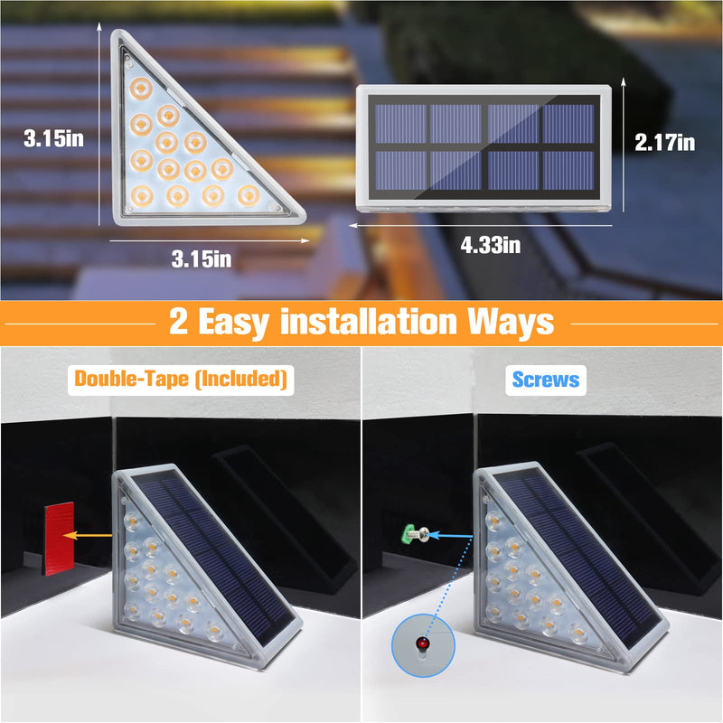 VOLISUN Solar Stair Lights 6 Pack, Solar Step Lights Outdoor Waterproof IP67, LED Outdoor Step Light,Outdoor Light Decor for Garden Stair, Deck, Front Step, Front Porch, and Patio（3000K） Warm White