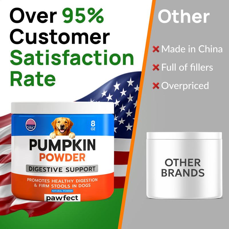 PAWFECTCHEW Pumpkin Powder for Dogs - High Fiber for Dogs Stool Softener - Treat Diarrhea, Constipation, Upset Stomach, Food Sensitivity - Made in USA - 7.4 oz Pumpkin Powder