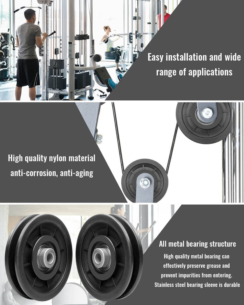 2 PCS 3.5Inch/90mm Nylon Bearing Pulley Wheel, Silent Bearing Replace for Garage Gym Equipment Pulley System, Universal Wearproof Bearing Maximum Working Load of 1000 LBS 2 Pack - NewNest Australia