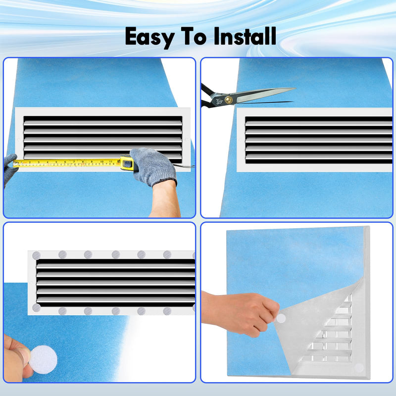 Air Vent Filters, 20" x 140" Cut to Fit Filter Material (80+ Filter), MERV 8 HVAC Furnace Vent Filters for Home, Floor, Ceiling, Grilles - Includes 48PCS Adhesive Hook Tape 20" x 140"