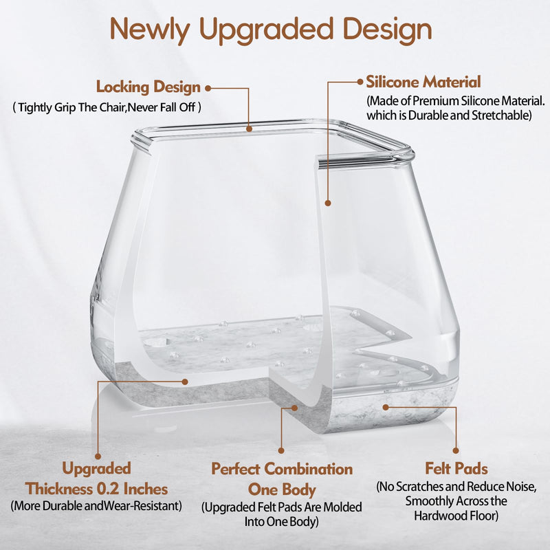 28Pcs Square Chair Leg Floor Protectors with Wrapped Felt Bottom, Silicone Chair Leg Protectors for Hardwood Floors, Chair Legs Cover Prevents Scratches & Reduce Noise (Clear S Fit 0.87"-1.10") Clear Small