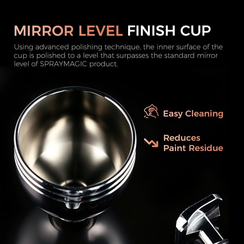 SPRAYMAGIC Airbrush Pen, 0.3mm Fine Spray Airbrush with Ergonomic Trigger & Detachable Cup for Illustration Automotive Textile Cake Decor Fixed fluid cup