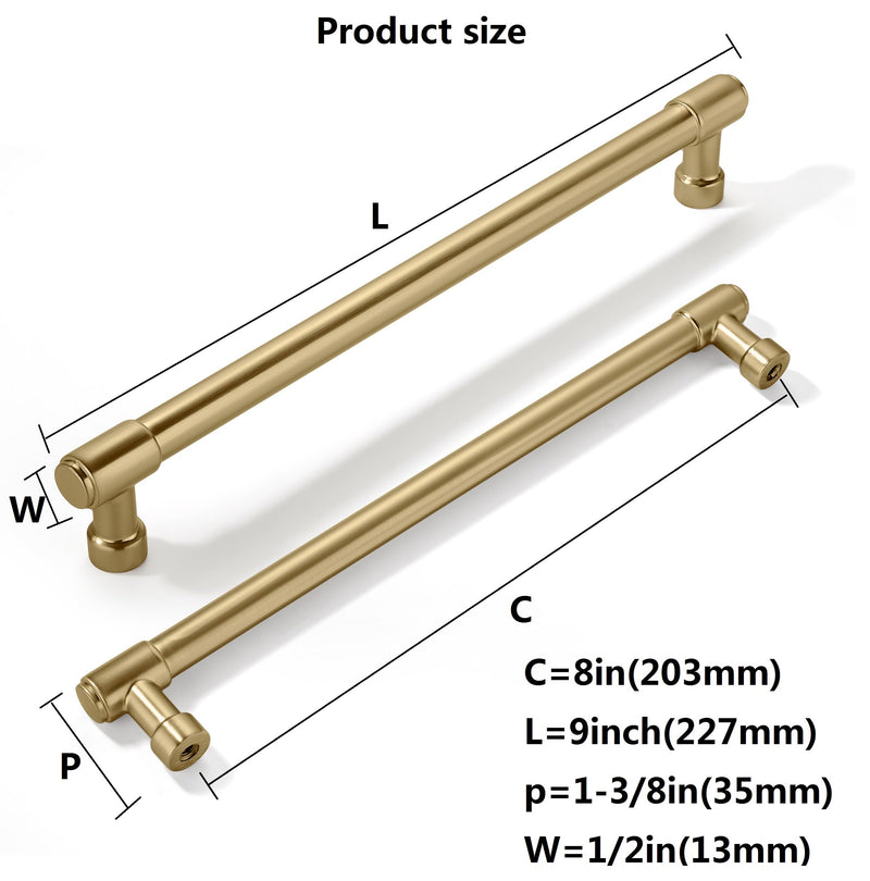 khtumeware 5 Pack 8 Inch(203mm) Champagne Bronze Kitchen Cabinet Pulls, Cabinet Handles Kitchen Cabinet Hardware for Cupboard Drawer Handles Dresser Pulls 8"(203mm) Hole Center