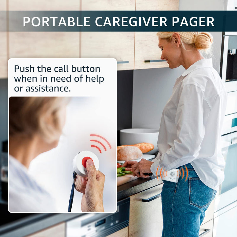 Caregiver Pager Wireless Nurse Call Buttons for Elderly Monitoring SOS Alert System Portable Alarm Call Bell for Nursing Home Care Seniors Patients Emergency 3 Call Buttons 1 Receiver