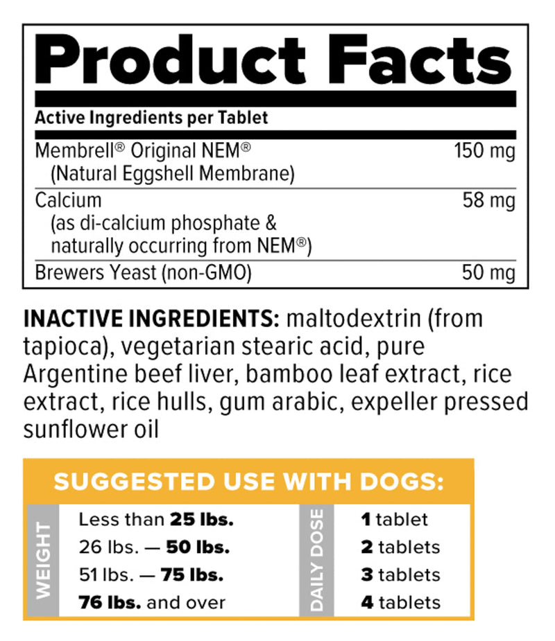 Redd Remedies, RE-NU for Pets, Joint Pain Relief Support for Dogs with Glucosamine, Chondroitin and Collagen from NEM, Calcium and Brewer’s Yeast, 60 Chewable Tablets, Made in the USA - PawsPlanet Australia