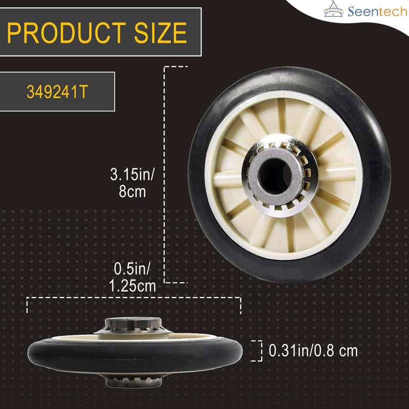 4392065 Dryer Repair Kit with 349241T Drum Roller Kit, 691366 Idler Pulley 341241 Belt by Seentech - Exact fit for Whirlpool & Kenmore Dryers - Replaces AP3131942 AP3098345 AP6010582 WP691366