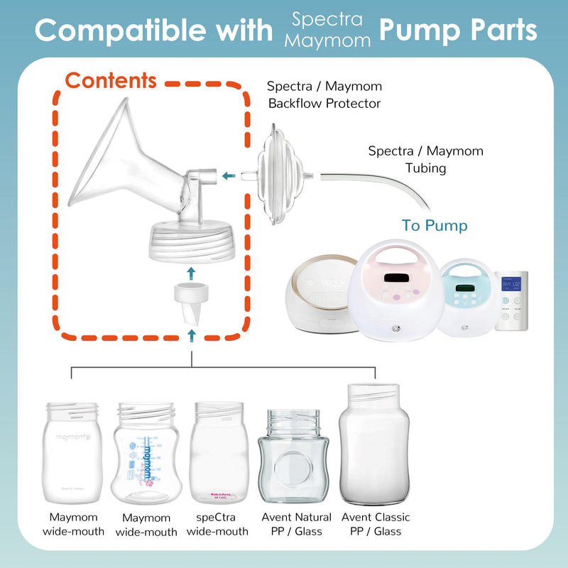 Maymom 19mm Flange and Duckbill Valve Compatible with Spectra S1 S2 Breastpump Not Original S2 Accessories Not Original Spectra Replacement Duckbill Valve and Flange White Valve