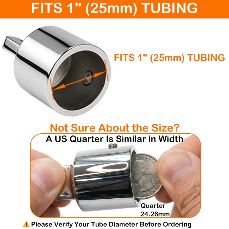 Bimini Top Eye End Cap Kit 7/8" & 1", 316 Stainless Steel Marine Boat Hardware, 4PCS Heavy Duty Bimini Fittings, Replacement Parts with Allen Wrench & Extra Set Screws ‎1 inch